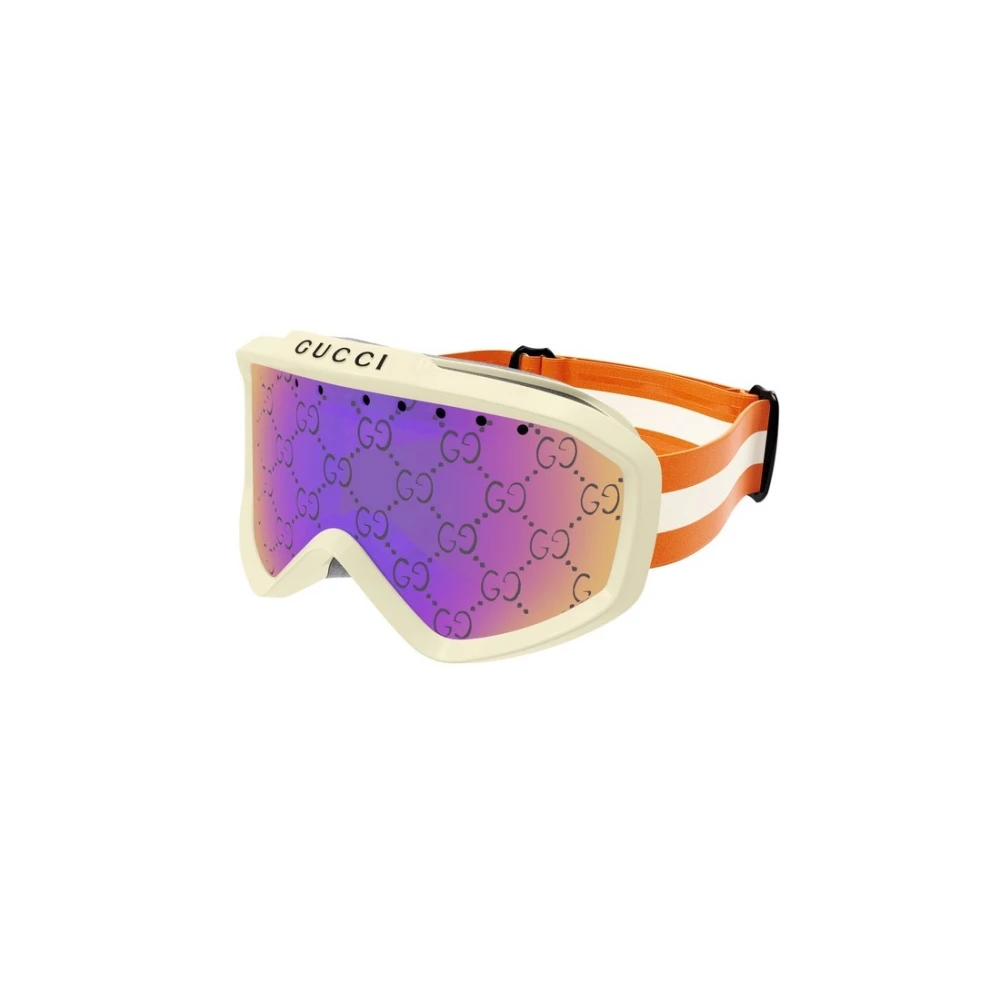 Gucci Stiliga Ivory Ski Goggles med Rosa Linser Multicolor, Unisex