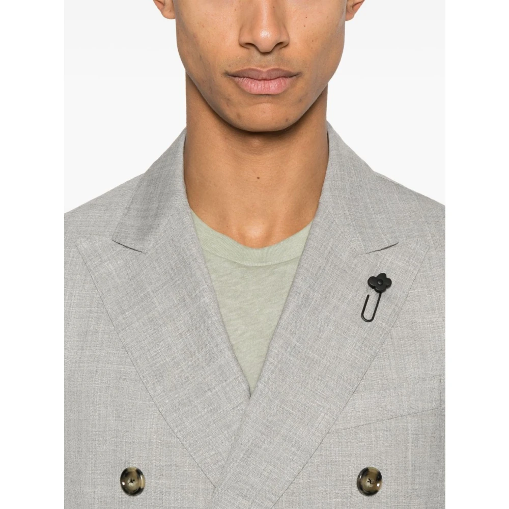 Lardini Grijze Wol Zijde Linnen Jas Gray Heren