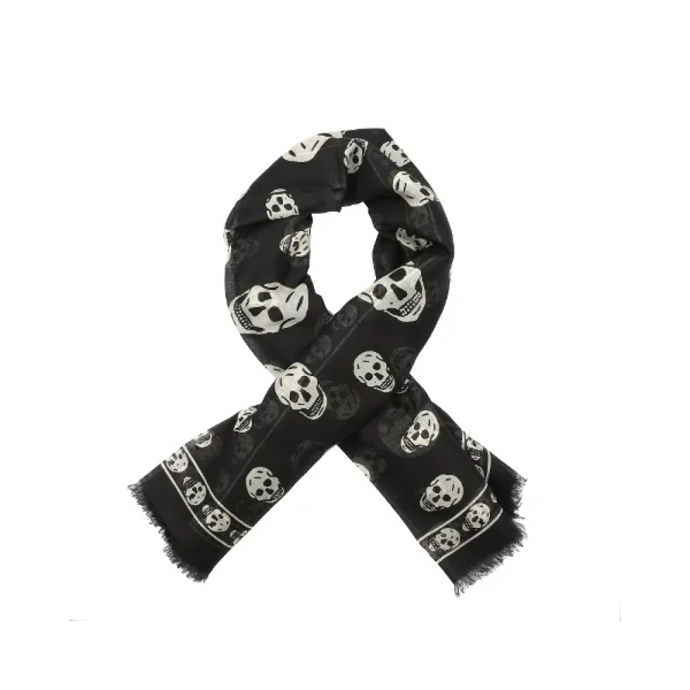 Alexander McQueen Pre-owned Silk scarves Black Dames