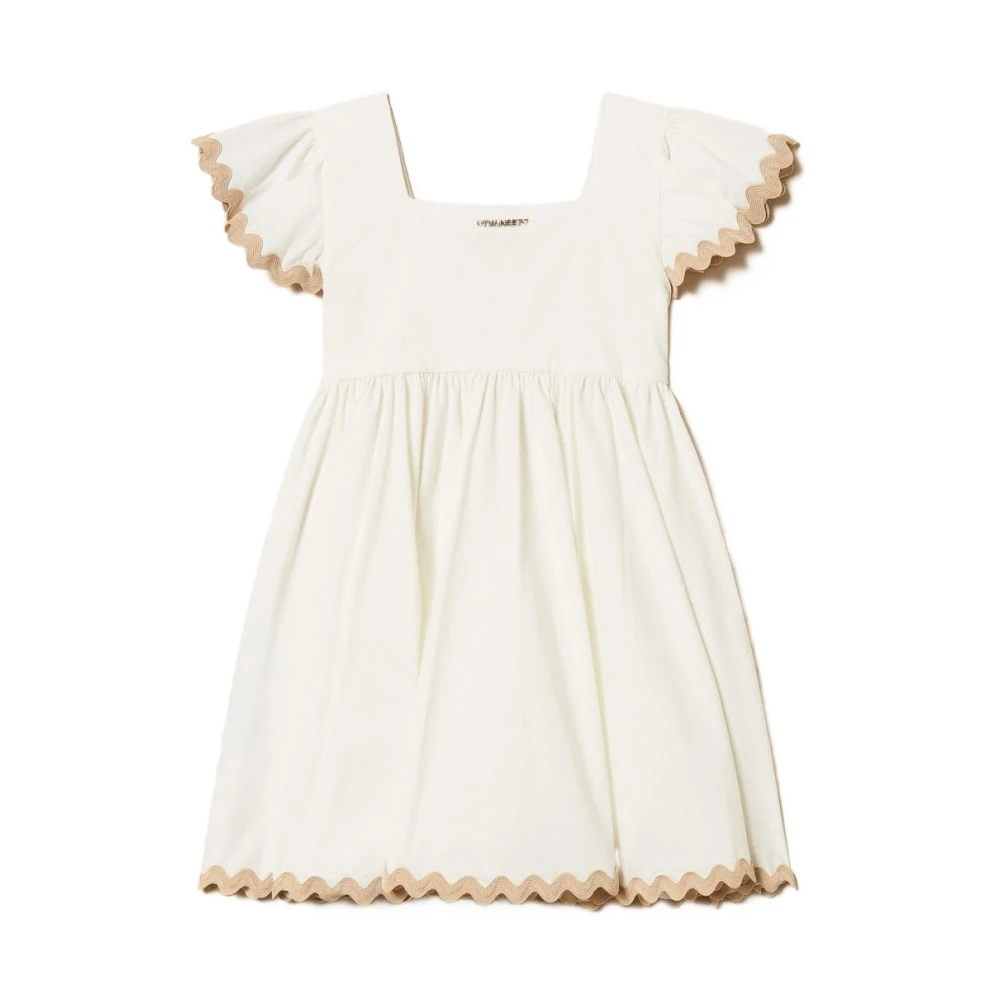 Twinset Girls White Dresses, 2 Y, Abito Corto Ricamato