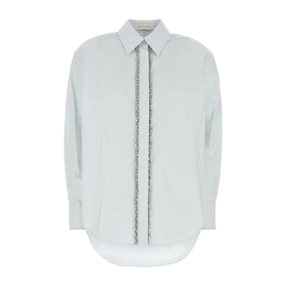 Zimmermann Lichtblauwe Poplin Illustratie Shirt Blue Dames