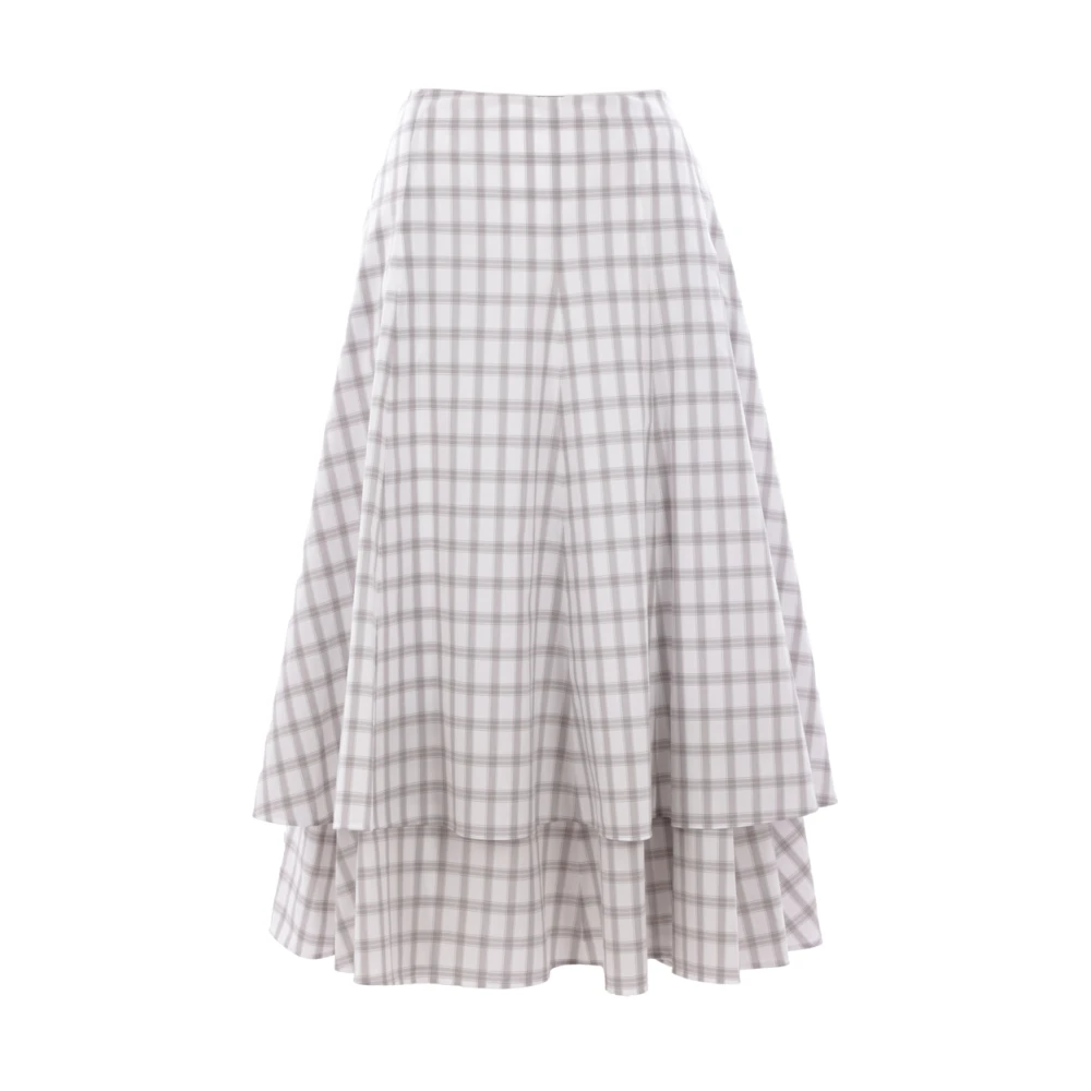 Loewe Geruite Dubbellaagse Katoenen Rok White Dames