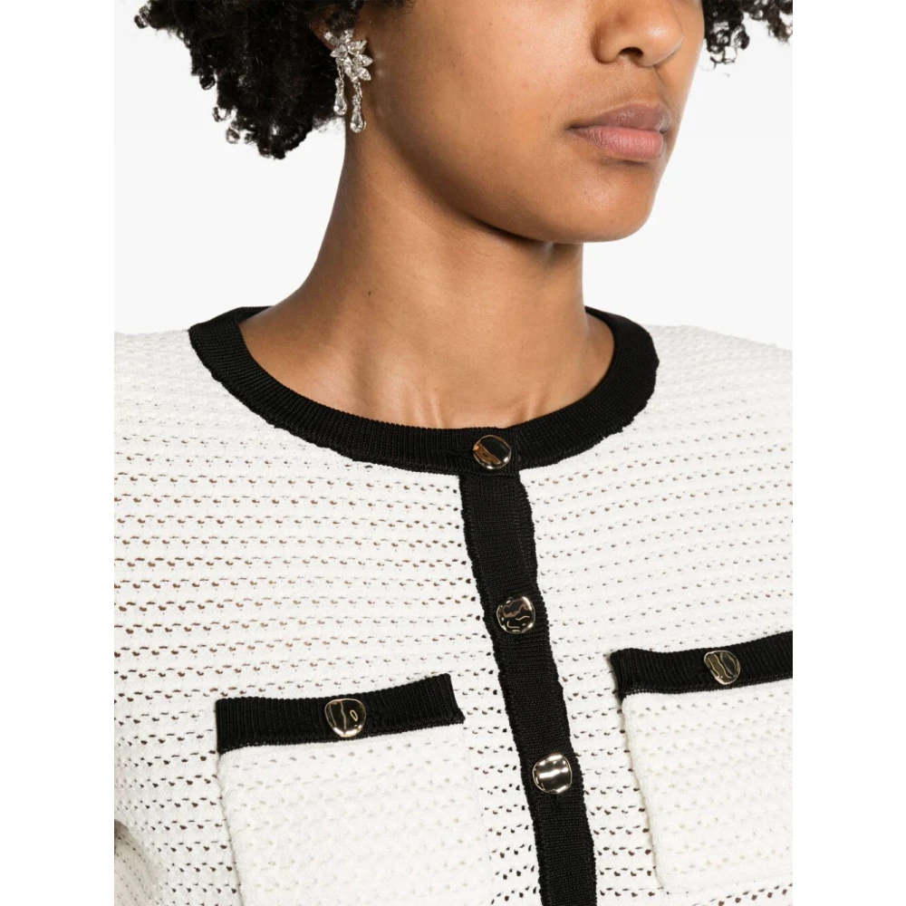 Self Portrait Witte Gehaakte Vest White Dames