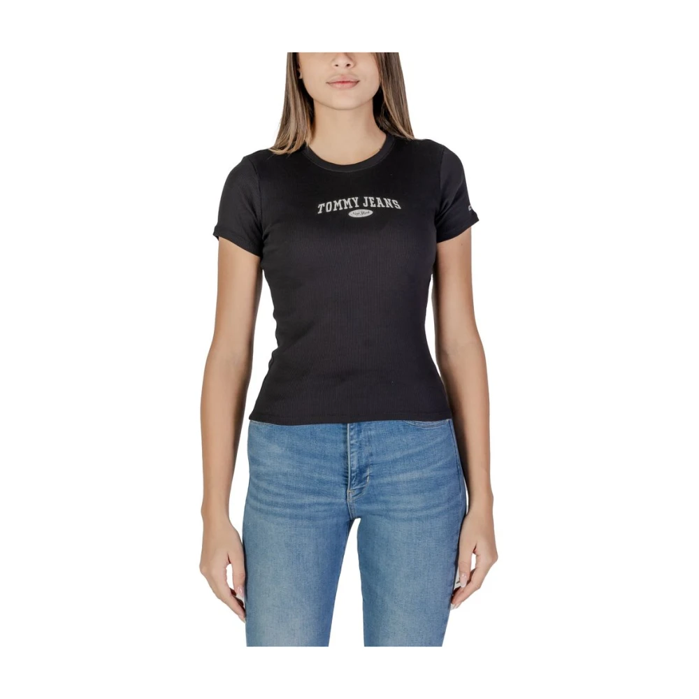 Tommy Jeans Zwarte Katoenen Tops & T-Shirt Collectie Black Dames