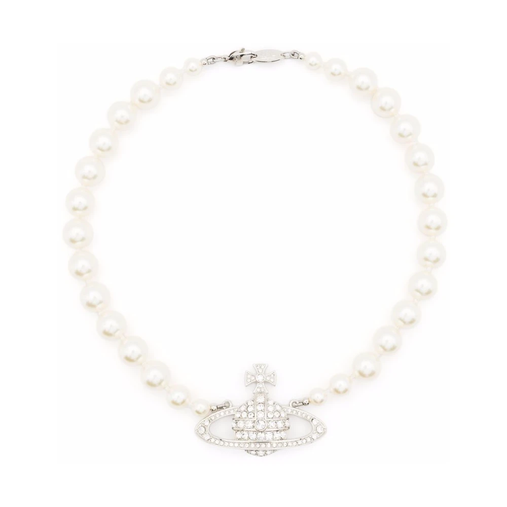 Vivienne Westwood One Row Pearl Bas Relief Choker - Female - Necklaces - Beige - S - Accessories