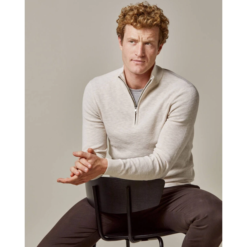 Profuomo Half Zip Off White Pullover Beige Heren