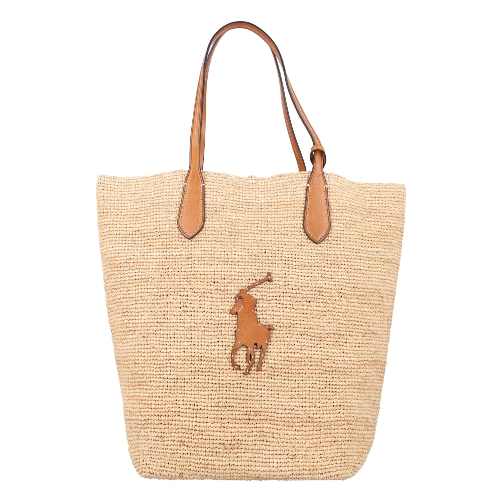 Ralph Lauren Big Pony Raffia Grote Tote Beige Dames