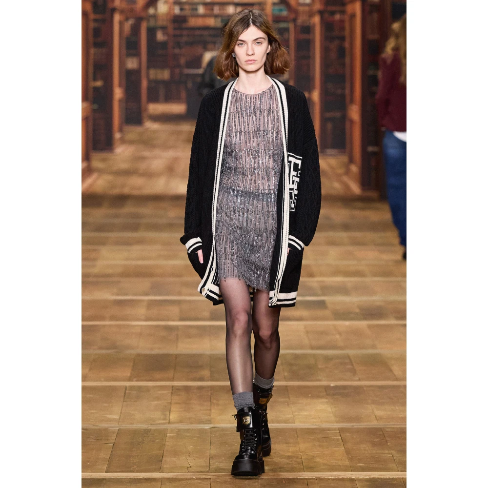 Elisabetta Franchi Handgeborduurde tule minijurk met pailletten Gray Dames