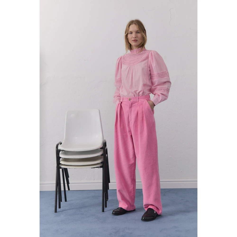 The New Society Corduroy Straight Cut Pants Pink Dames