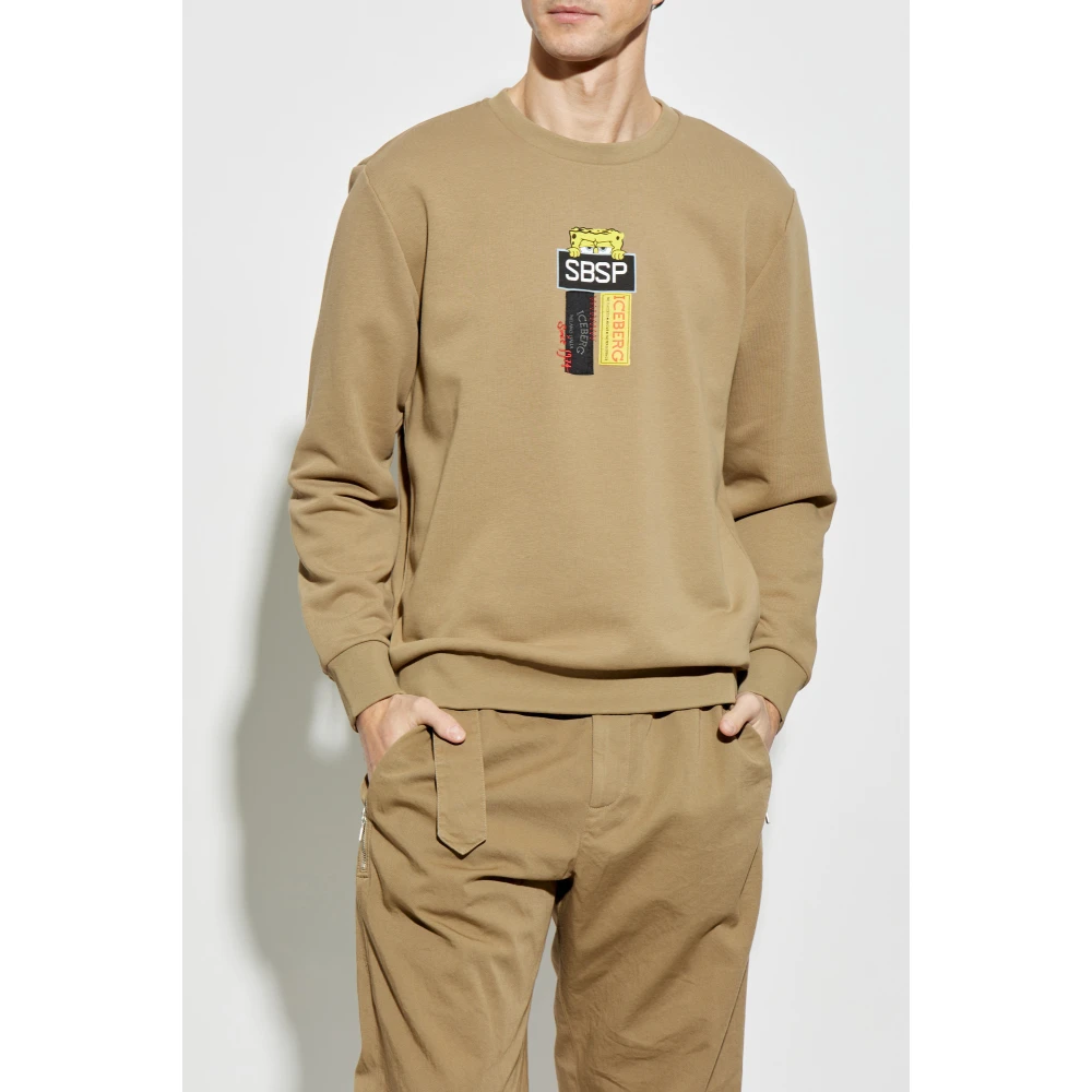 Iceberg Sweatshirt met logo Beige Heren