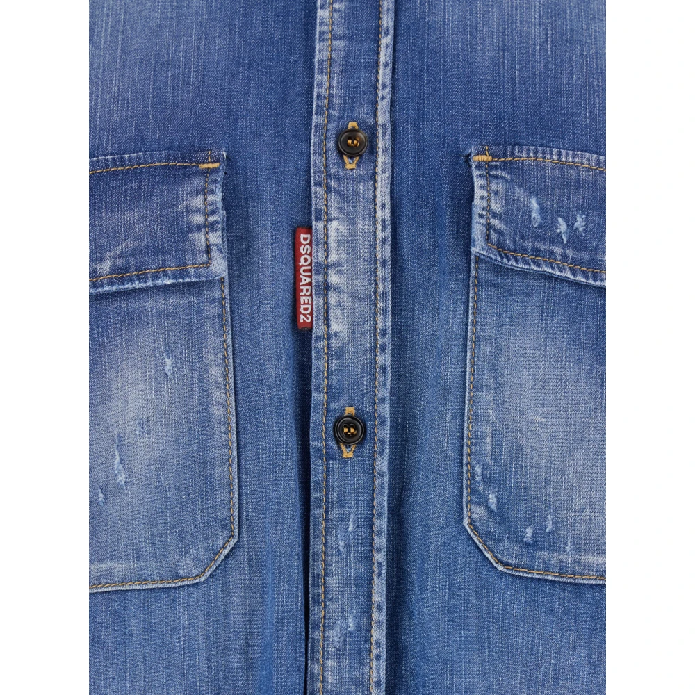 Dsquared2 Blauwe Denim Jack met Logopatch Blue Heren