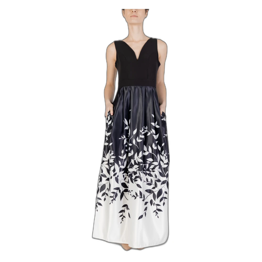 RINASCIMENTO Bloemen V-hals Zomerjurk Zwart Multicolor Dames