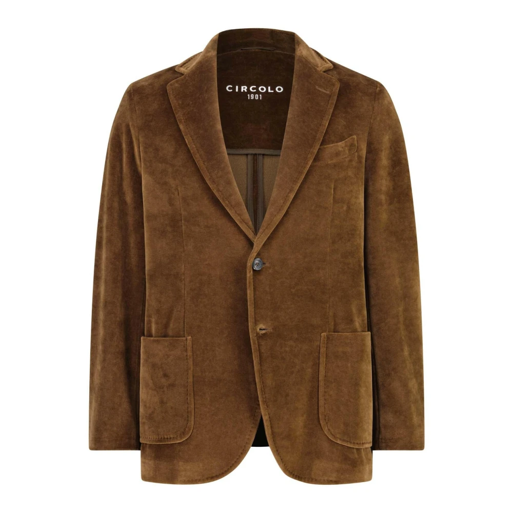 Circolo 1901 Fluwelen Blazer Slim-Fit Voorzakken Brown Heren