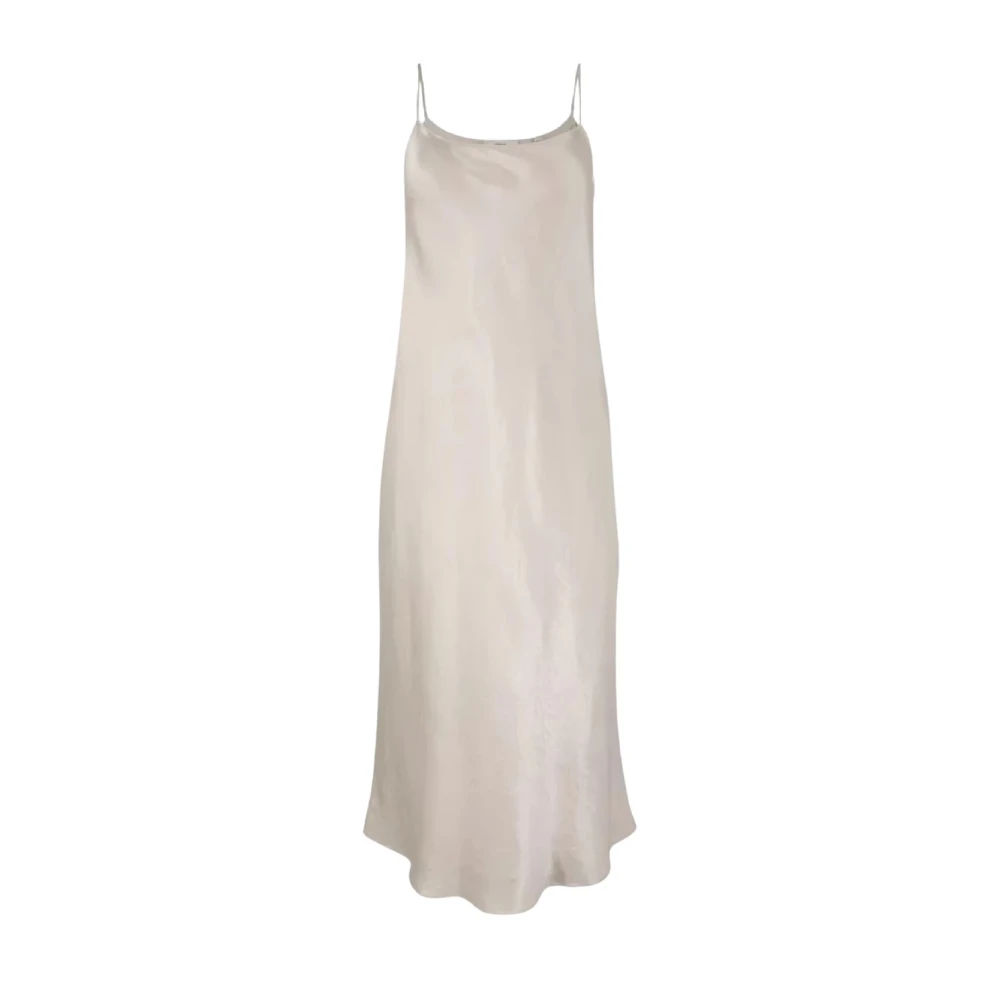 Vince Women's Beige Midi Dresses, Xs, Satin Slip Dress