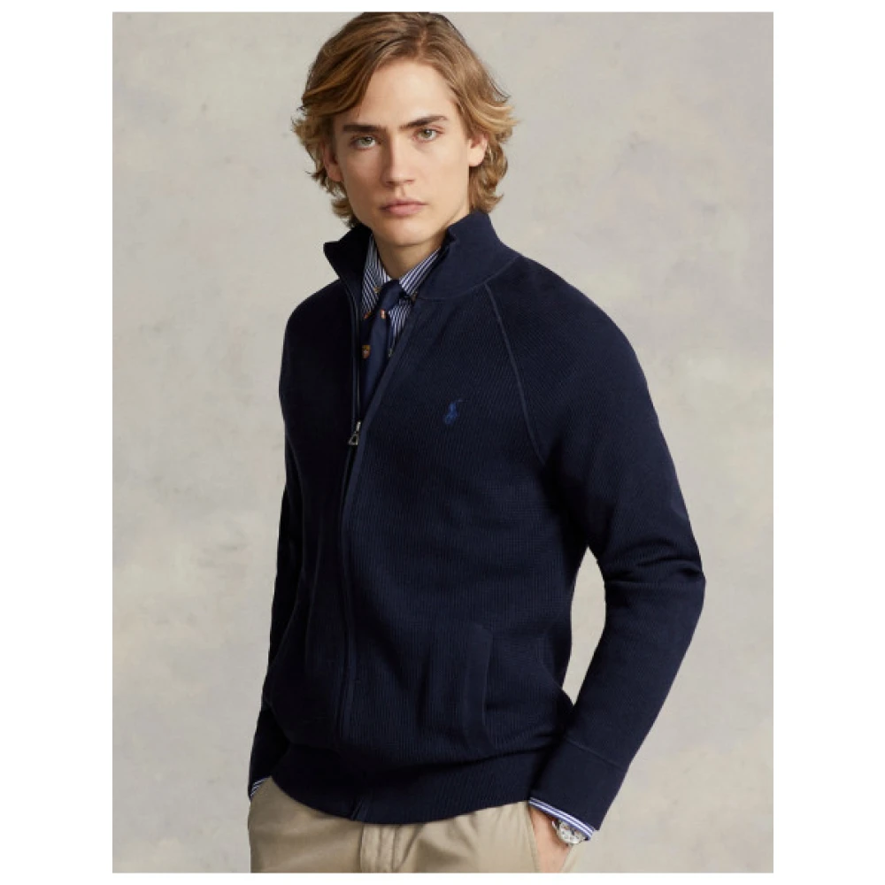 Polo Ralph Lauren Gebreide katoenen rits-trui Blue Heren