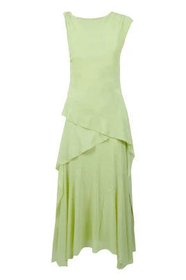 Marl Mesh Draped Knot Long Dress