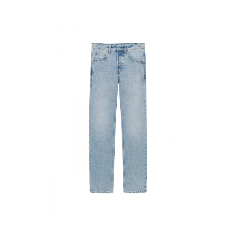 Saint Laurent Hoge Taille Wijde Pijp Denim Jeans Blue Dames