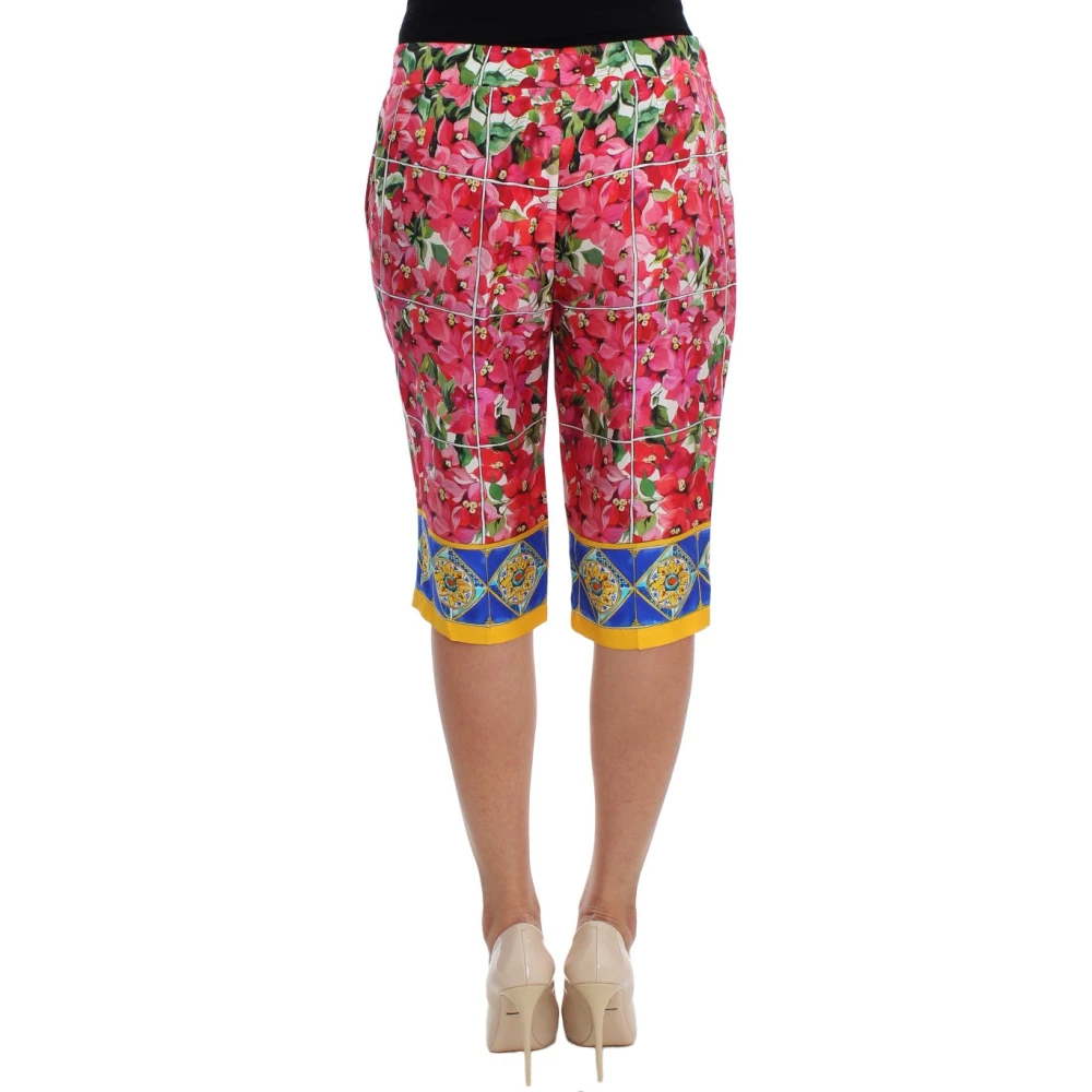 Dolce & Gabbana Luxe Bloemen Zijden Capri Broek Multicolor Dames