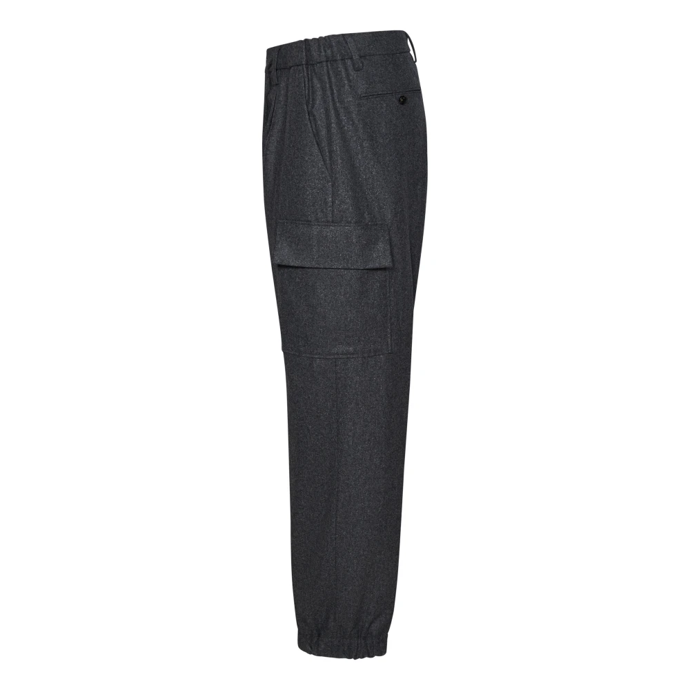 Michael Coal Grijze wollen cargobroek met trekkoord Gray Heren