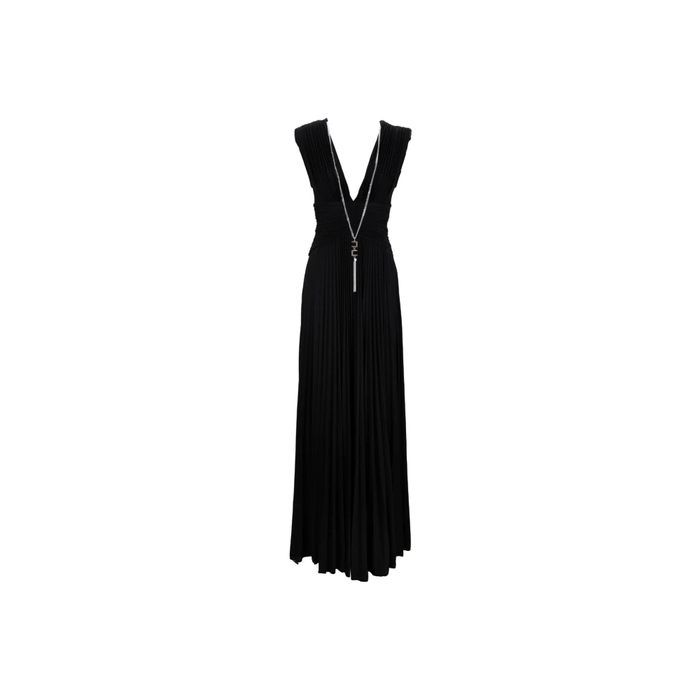 Elisabetta Franchi Chique Rits Haak Lange Jurk Black Dames