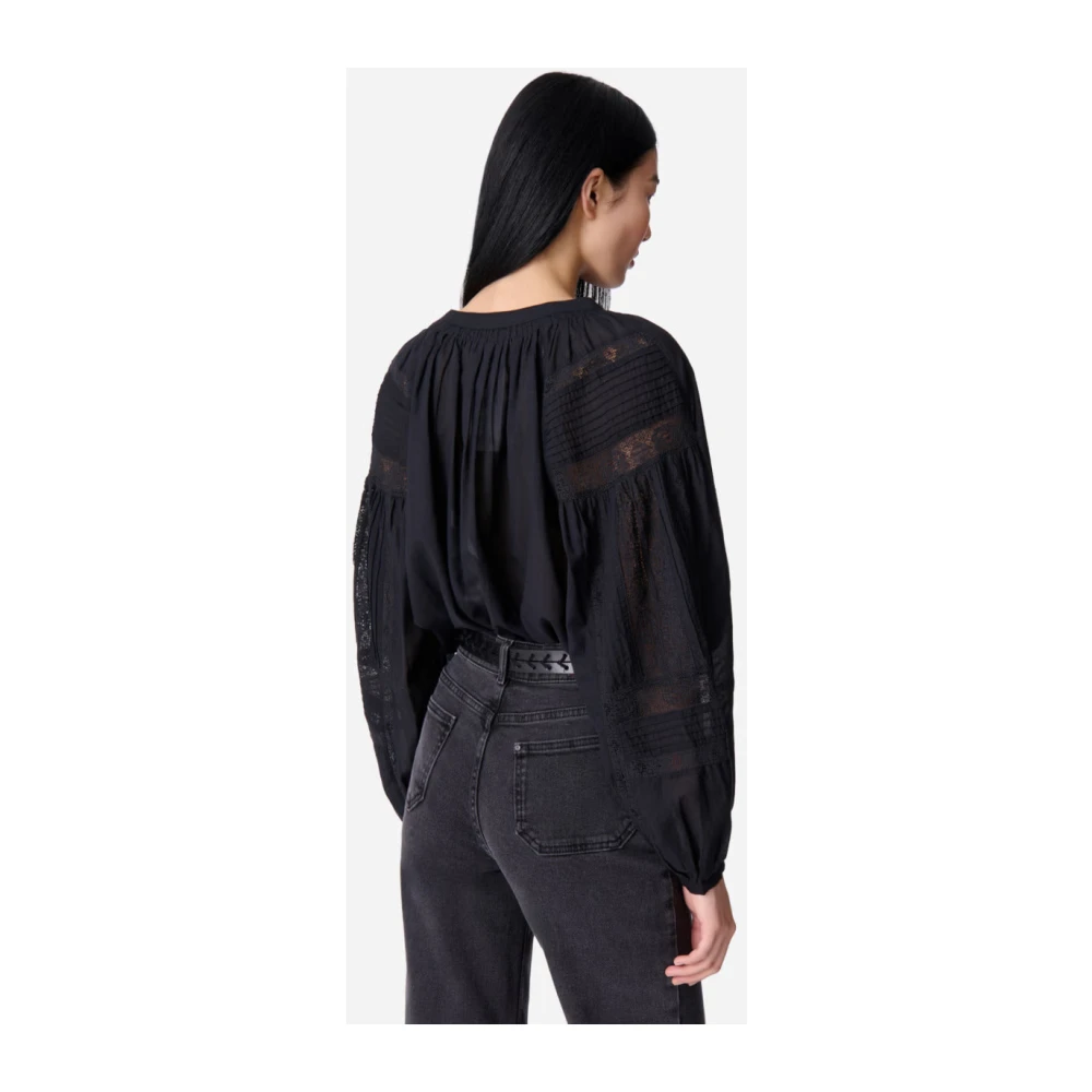 Vanessa Bruno Romantische Nipoa Blouse met Kant Details Black Dames