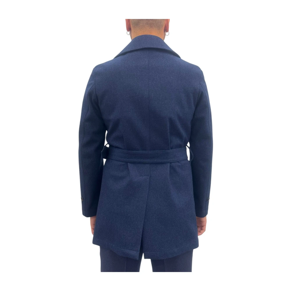 Luigi Bianchi Mantova Stijlvolle wollen jas voor mannen Blue Heren