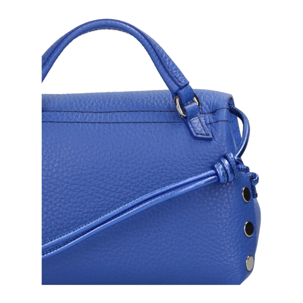 Zanellato Blauwe Leren Schoudertas met Studs Blue Dames