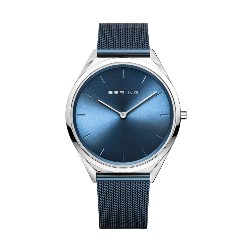 Bering Unisex Gray Watches, One Size, Watch Silver, Blue Ultra Slim 17039-307