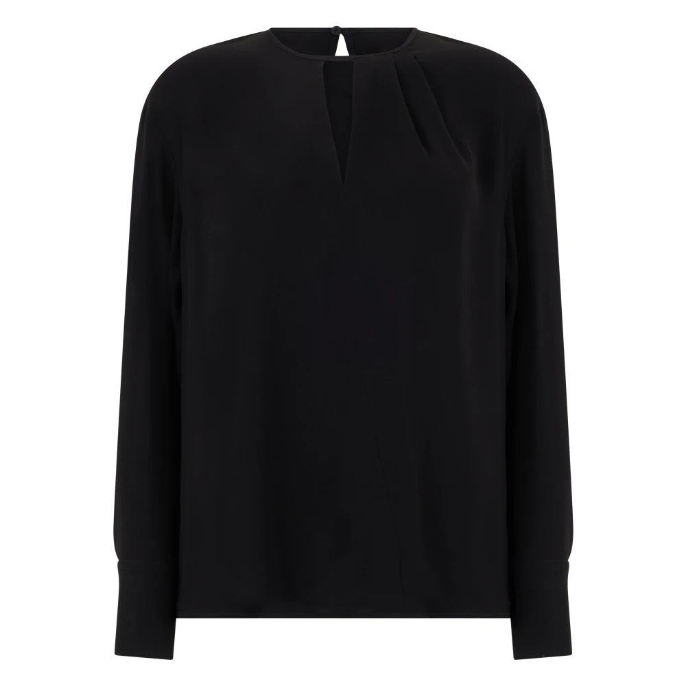Max Mara Studio Black Blouses, Female, M, Lightweight Cady Blouse