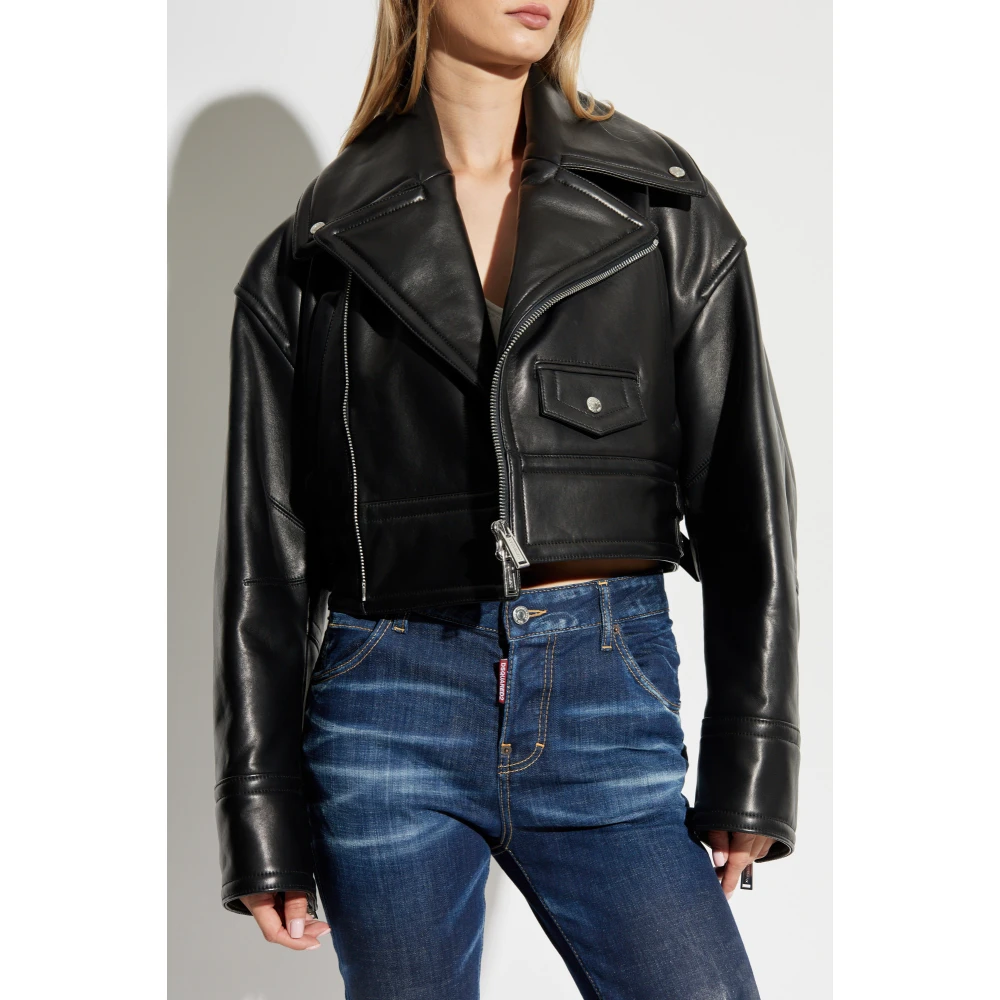 Dsquared2 Leren jas Black Dames