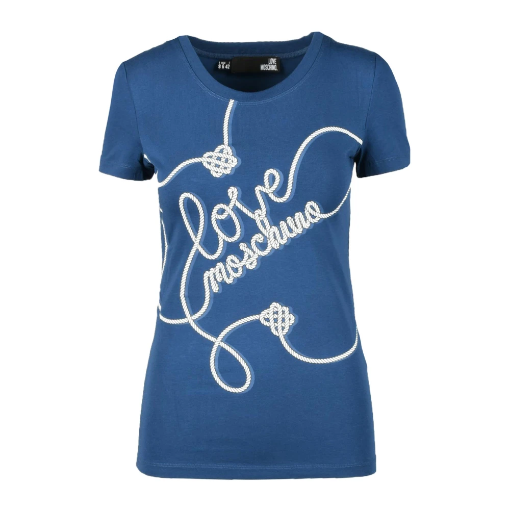 Love Moschino Katoen Elastaan T-shirt Blue Dames