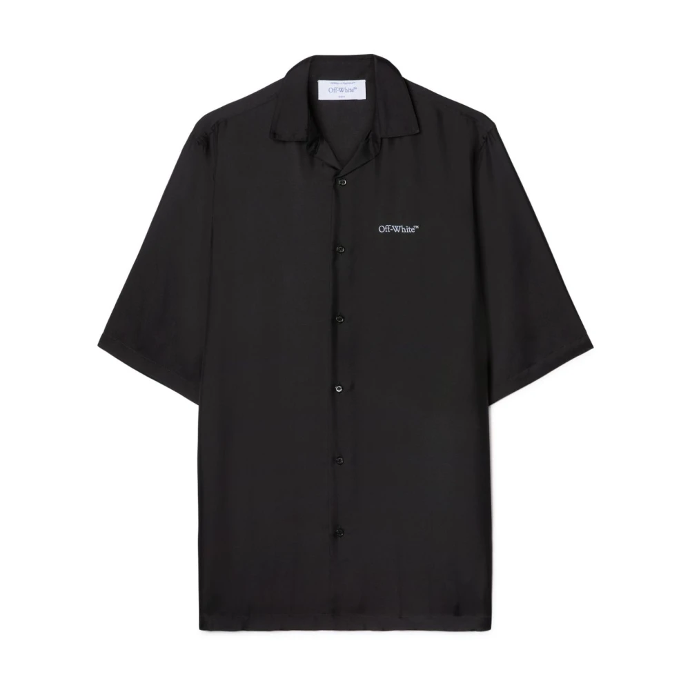 Off White Zijden Bowling Shirt Black Heren