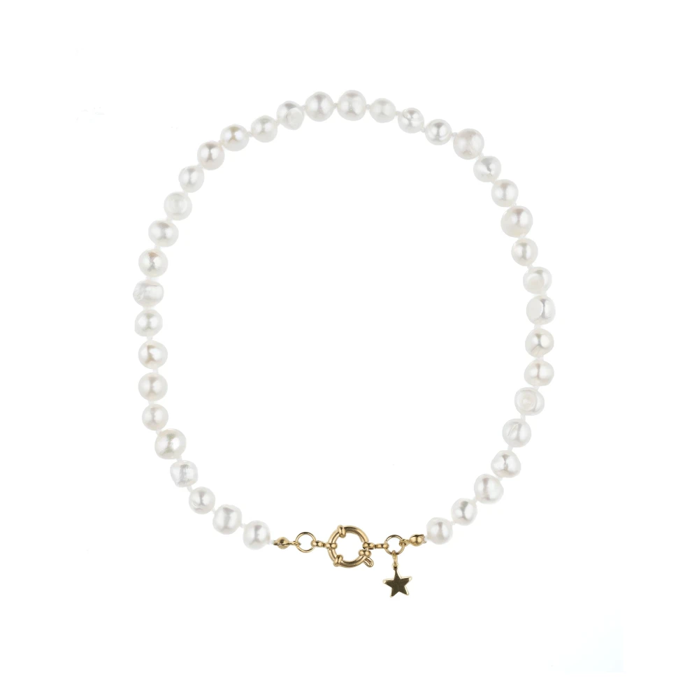 Fresh Water Pearl Necklace 8 MM 38 CM W/Gold Clasp