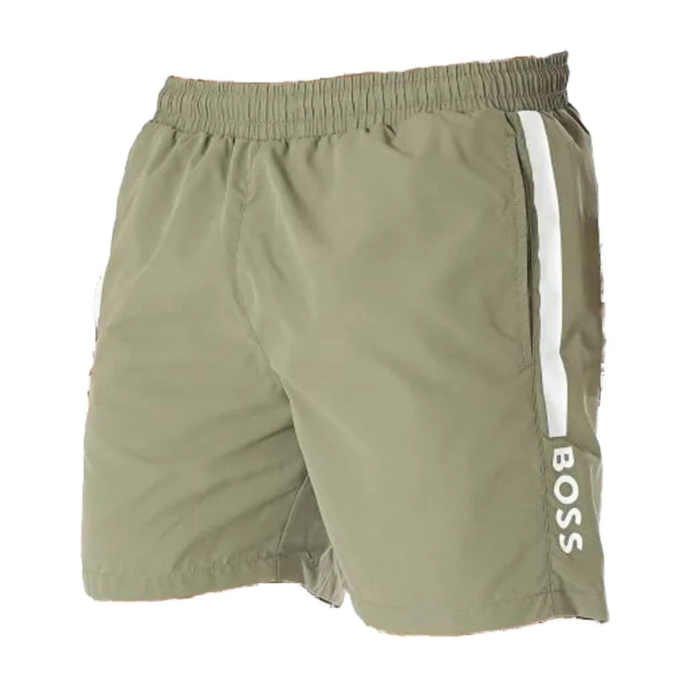 Hugo Boss Khaki Strandkleding Maillots Korte Bad Green Heren