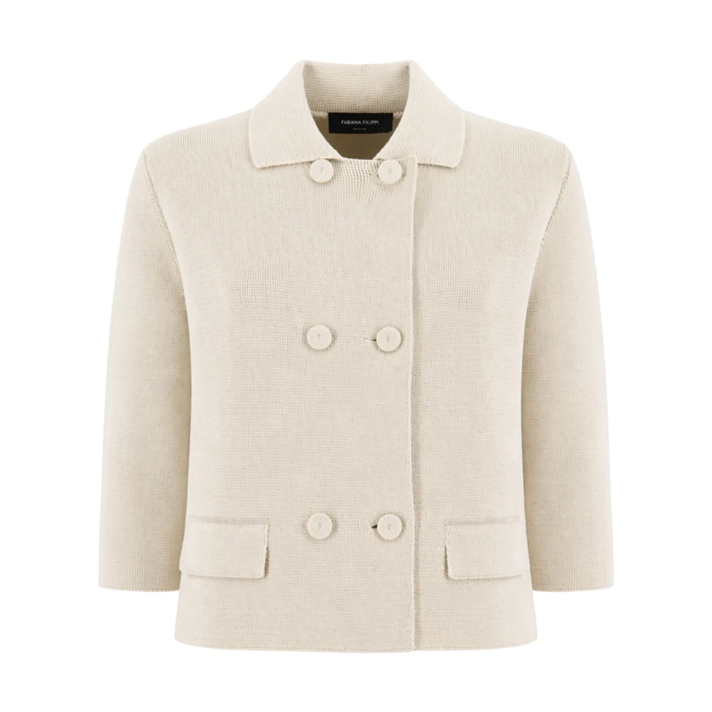 Fabiana Filippi White Cardigans, Female, S, Double-Breasted Jacket