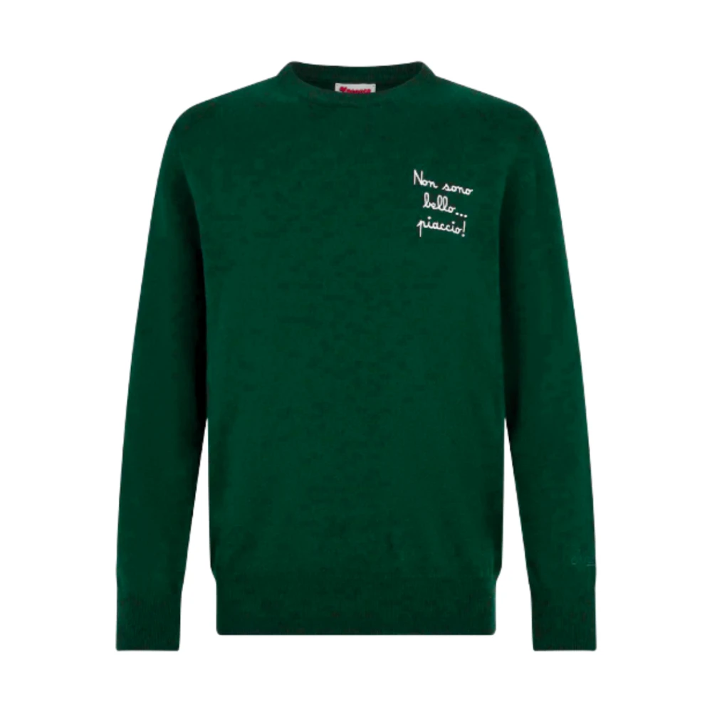 Mc2 Saint Barth Mannelijk Groente Truien & Vesten Heren, Groen, L, Wol, Heron Light Crew Neck Sweater