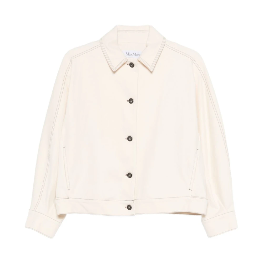 Max Mara Kvinno Vit Jackor Dam, M, Denim, Nettare Denimjacka