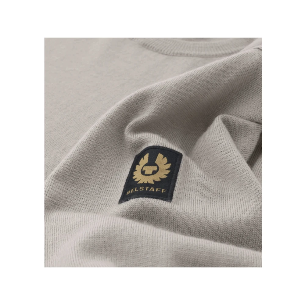 Belstaff Merino Crewneck Jumper met Schouderdetails Gray Heren