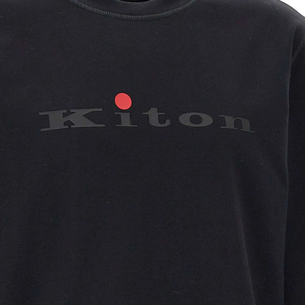 Kiton Zwarte Katoenen Crew-neck Sweatshirt Black Heren