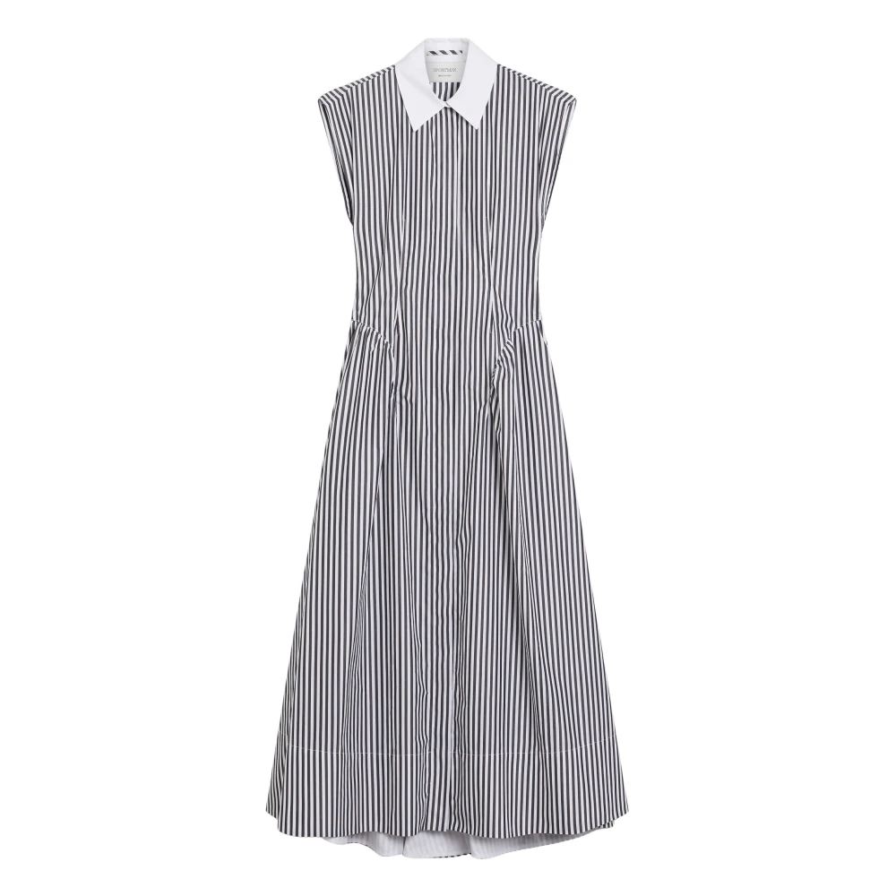 SPORTMAX Zwarte Katoenen Jurk met Uitsnijding Black Dames