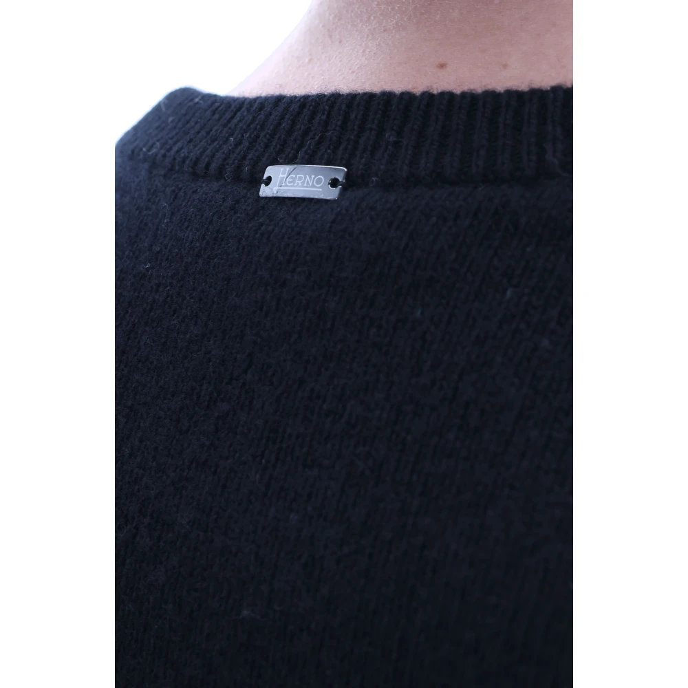 Herno Wollen trui met ronde hals Black Heren