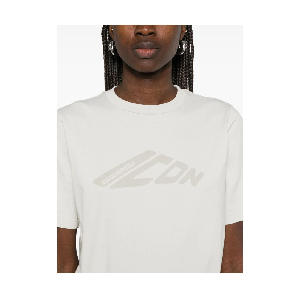 Dsquared2 Lichtgrijs Logo Print Crew Neck T-shirt Gray Dames