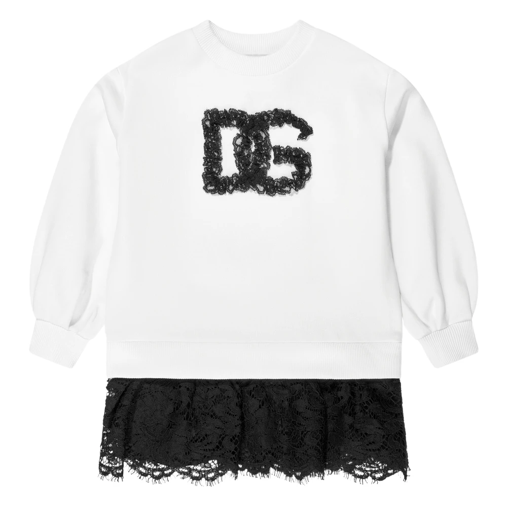 Dolce & Gabbana White Dresses, Female, 12 Y, Girls Logo Jumper Dress In