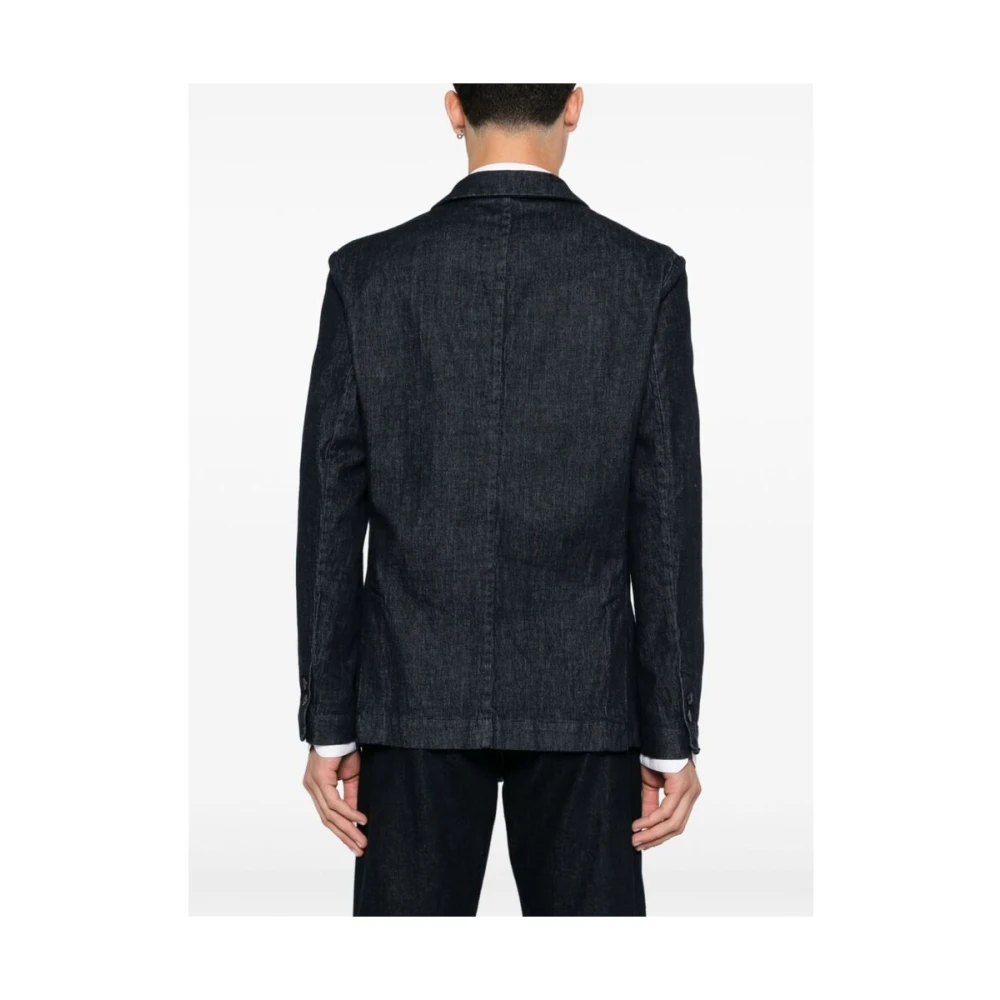 Cruna Indigo Denim Jack met Peak Revers Blue Heren