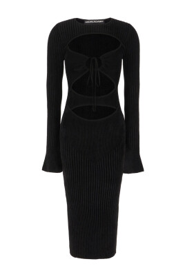 knee length dresses for ladies Women's Knit Ribbed Midi Dress L / Brown main image 0