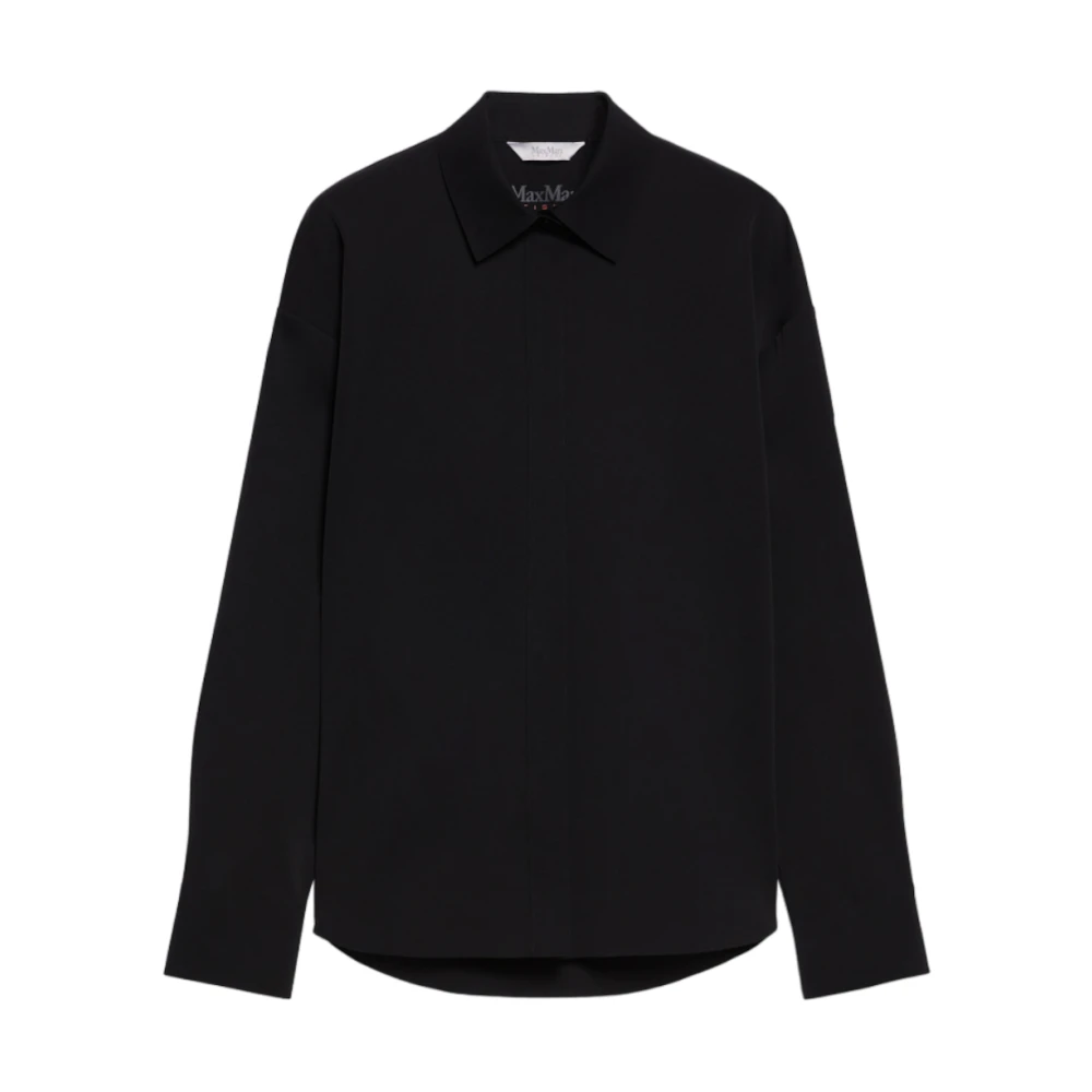 Max Mara Zwarte overhemd met lange mouwen en puntkraag Black Dames