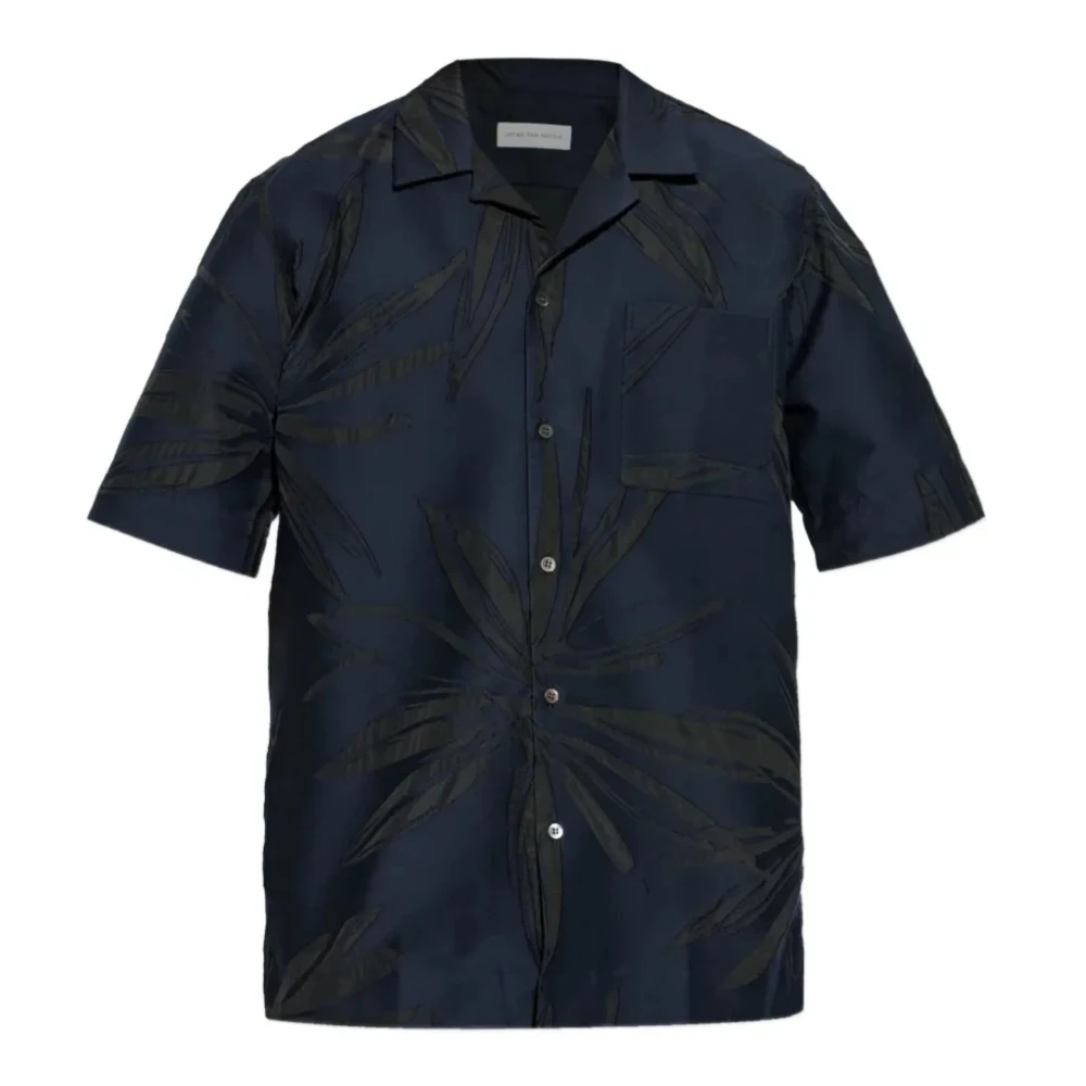 Dries Van Noten Men's Blue Shirt With Embroidery - Short Sleeve Shirts - M - Shirts