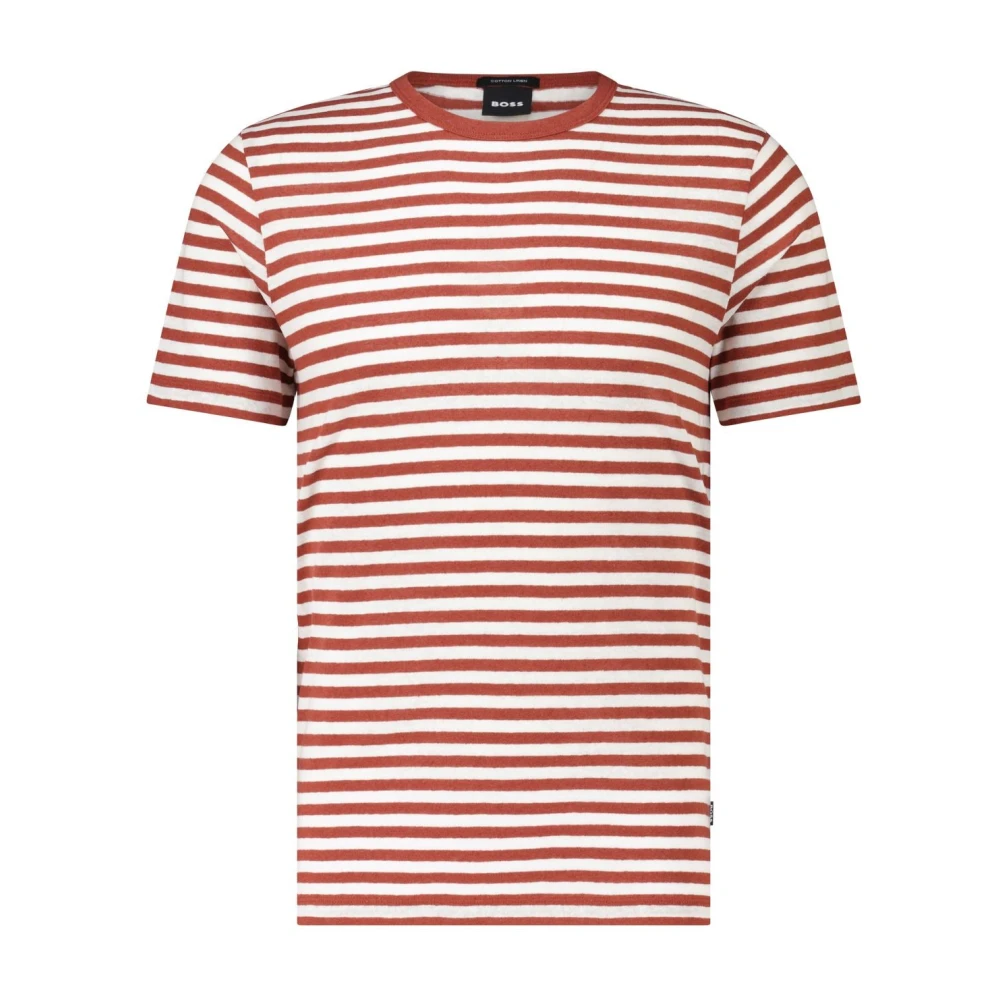 Hugo Boss Gestreept Linnen Blend Shirt Red Heren
