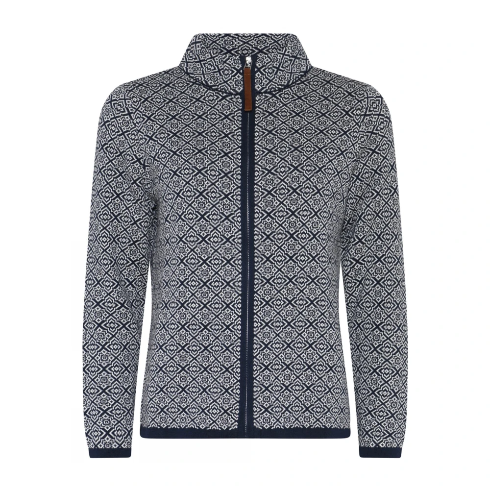 Marine Zip Cardigan med Turtleneck