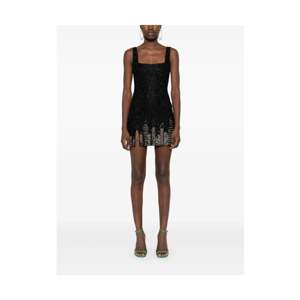 Staud Zwarte kralen mouwloze vierkante hals jurk Black Dames